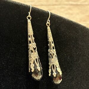 Elegant Silver and Black Dangle Earrings